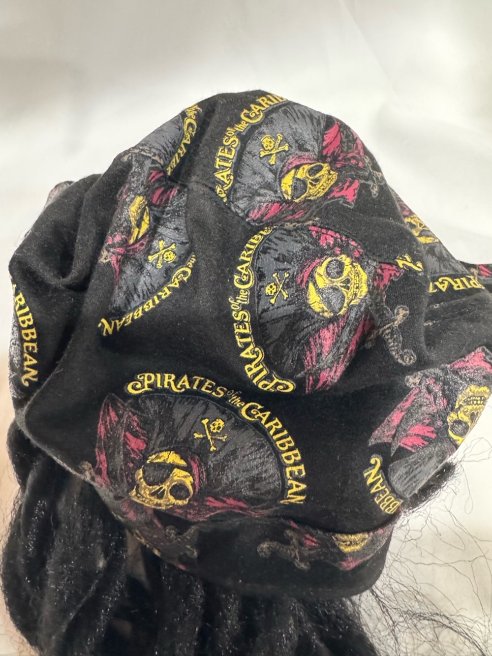 Disney Pirates of the Caribbean head wrap scarf with detachable dreadlocks youth